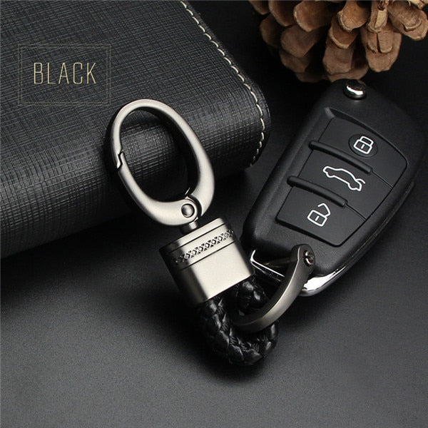KUKAKEY Hand Woven Horseshoe Buckle Car Keychain Keyring Auto Car Key Chain Rings Holder For Audi BMW Benz Mazda Toyota Renault
