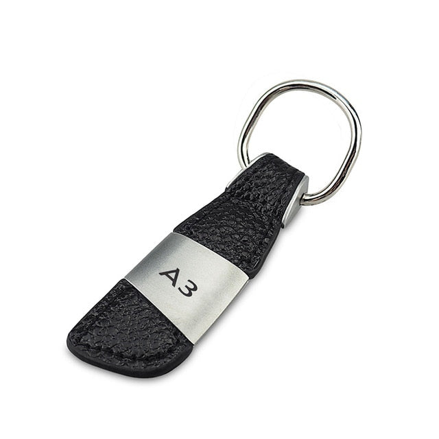 1PCS Car Emblem Badge Black Geniue Leather Key Chain Ring for Audi A3 A4 A5 A6 A8 TT Q5 Q7 Keychain Keyring Keyfob Car Styling