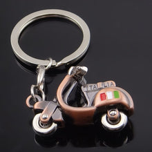 Load image into Gallery viewer, 3D Motorcycle Keychain for Vespa Piaggio 125 Ducati Honda Yamaha Suzuki Peugeot Fiat BMW Benz Car Keyring Funny Key Decoration