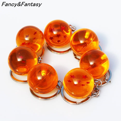 Fancy&Fantasy Anime Goku Dragon Ball Super  Keychain 3D 1-7 Stars Cosplay Crystal Ball Key chain Collection Toy Gift key Ring