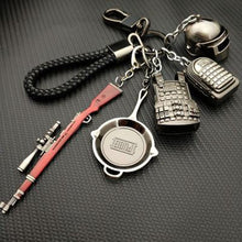 Load image into Gallery viewer, 2018 PUBG Copper Keychain Helmet And Guns 98K Game Fans Key Chains Ring Glitter Llaveros For PUBG Fans Chaveiro