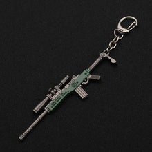 Load image into Gallery viewer, Key Chain Hot PUBG FPS Game Player Unknown&#39;s Battle Grounds 3D Keychain weapon eat chicken game tonight Men&#39;s car keychain