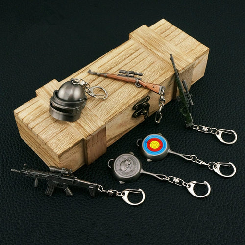 Game PUBG Playerunknown's Battlegrounds box is equipped with six sets Keychain Pans Weapon Model Key Chain Surprise gift