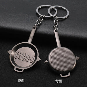 The popular PUBG Arms Mini Model Metal Keychains Helmet 98K Backpack Pan Key Ring Car Purse Men Key Chains Holder Trinkets Gift
