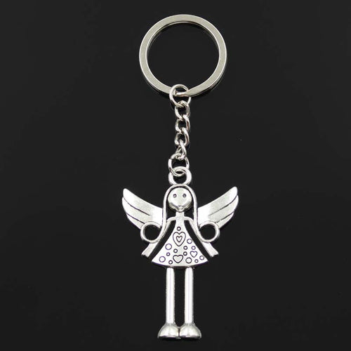 New Keychain 58x38mm angel Pendants DIY Men Car Key Chain Ring Holder Keyring Souvenir Jewelry Gift