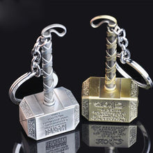 Load image into Gallery viewer, 1pcs/lot Movie Marvel's The Avengers Rocky Accessories Hammer Keychains Quake Metal Keychain Toy Props For Men Decoration