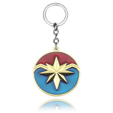 Load image into Gallery viewer, The Avengers 4 Marvel Captain Marvel Logo Shield ShaZam Keychain Superhero Thor Key Chains keyring Movie Jewelry Gift For Men