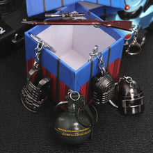 Load image into Gallery viewer, Game PUBG Keychain Cosplay Prop Metal Accessories Pan Backpack Key Ring Helmet 98K Key Chain