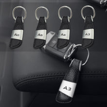 Load image into Gallery viewer, 1PCS Car Emblem Badge Black Geniue Leather Key Chain Ring for Audi A3 A4 A5 A6 A8 TT Q5 Q7 Keychain Keyring Keyfob Car Styling