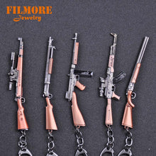 Load image into Gallery viewer, 12cm PUBG Hot Online Games PUBG AK47 Gun Mold Keychains Wholesale Playerunknown's Battlegrounds Cool Metal Weapon Key Chains