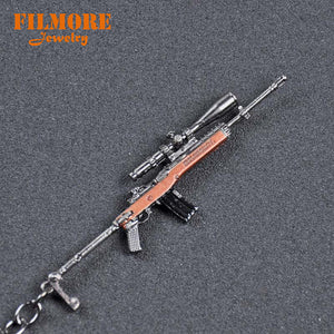 12cm PUBG Hot Online Games PUBG AK47 Gun Mold Keychains Wholesale Playerunknown's Battlegrounds Cool Metal Weapon Key Chains