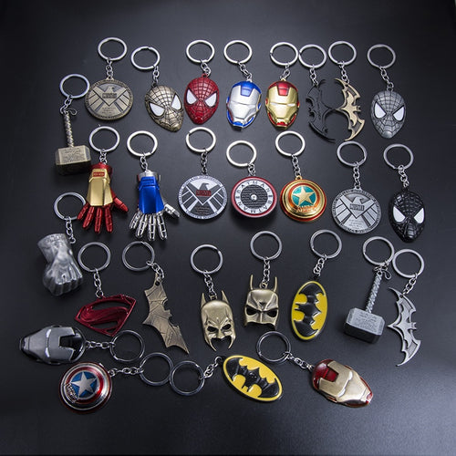 2019 NEW Product Marvel Avengers Thor's Hammer Mjolnir Key Chain Captain America Shield Hulk Batman Mask KeyChain Key Rings Gift
