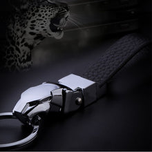 Load image into Gallery viewer, High-grade key chain styling leopard head car keyring for jaguar Audi porsche renault keychain men leather waist pendant lanyard