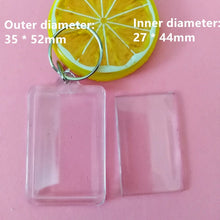 Load image into Gallery viewer, 50Pcs/lot Rectangle/Heart/Round Styles Transparent Blank Acrylic Insert Photo Picture Frame Keyring Keychain DIY Split Ring Gift