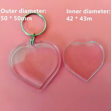 Load image into Gallery viewer, 50Pcs/lot Rectangle/Heart/Round Styles Transparent Blank Acrylic Insert Photo Picture Frame Keyring Keychain DIY Split Ring Gift