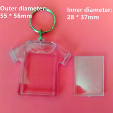 Load image into Gallery viewer, 50Pcs/lot Rectangle/Heart/Round Styles Transparent Blank Acrylic Insert Photo Picture Frame Keyring Keychain DIY Split Ring Gift