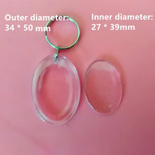 Load image into Gallery viewer, 50Pcs/lot Rectangle/Heart/Round Styles Transparent Blank Acrylic Insert Photo Picture Frame Keyring Keychain DIY Split Ring Gift
