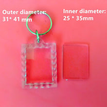 Load image into Gallery viewer, 50Pcs/lot Rectangle/Heart/Round Styles Transparent Blank Acrylic Insert Photo Picture Frame Keyring Keychain DIY Split Ring Gift