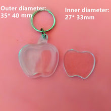 Load image into Gallery viewer, 50Pcs/lot Rectangle/Heart/Round Styles Transparent Blank Acrylic Insert Photo Picture Frame Keyring Keychain DIY Split Ring Gift